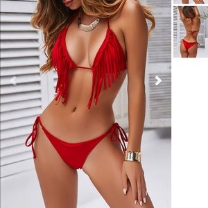 Red doll bathing suit set size small